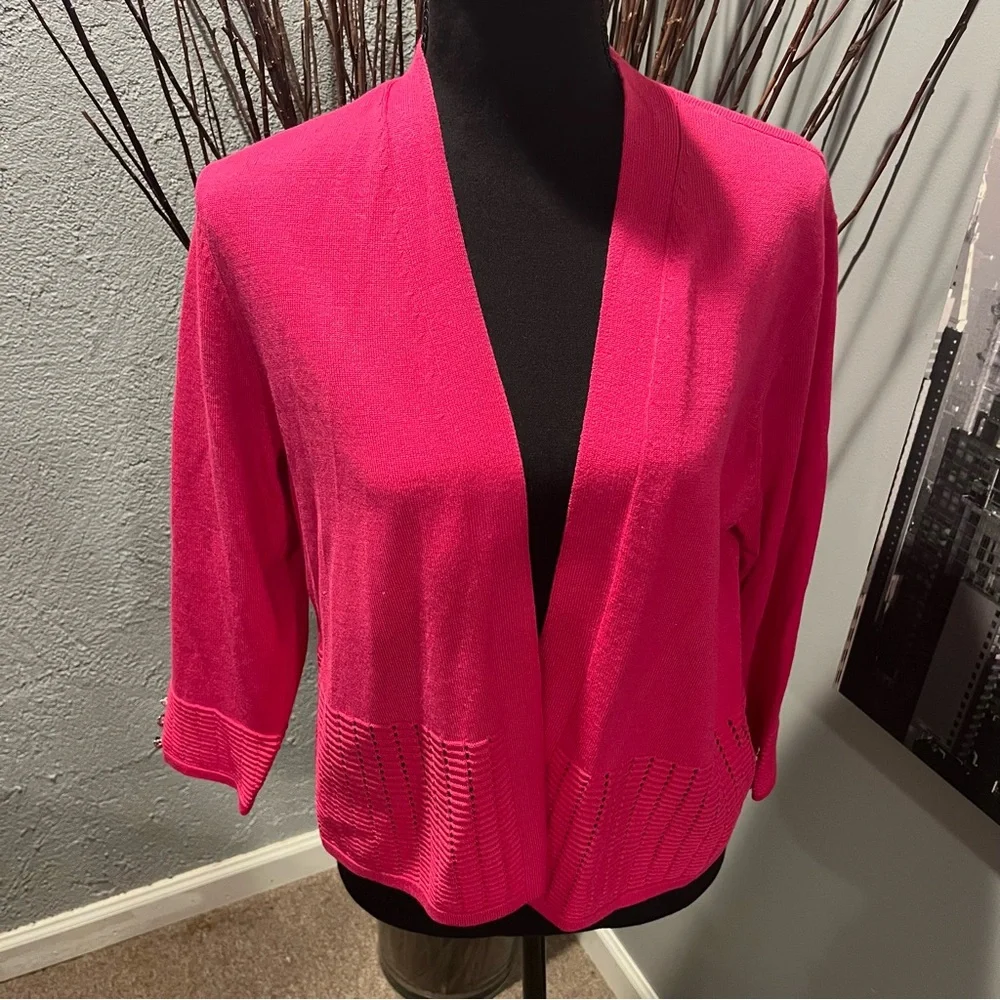 🌸NWOT 89TH & MADISON POINTELLE PINK CARDIGAN SWEATER SIZE LARGE🌸